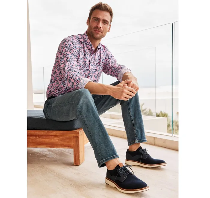 JohnstonandMurphy Shirts Printed Cotton Shirt Pink Checkered Paisley 8211 Men JohnstonandMurphy Shirts Printed Cotton Shirt Pink Checkered Paisley 8211 Men