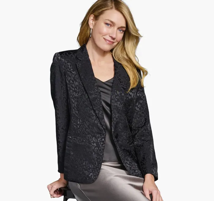 JohnstonandMurphy Shirts Sweaters and Blazers Animal Jacquard Blazer Black 8211 Women