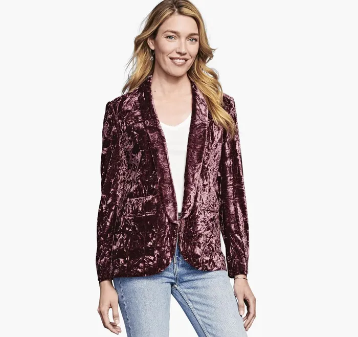JohnstonandMurphy Shirts Sweaters and Blazers Crushed Velvet Blazer Dark Rose 8211 Women JohnstonandMurphy Shirts Sweaters and Blazers Crushed Velvet Blazer Dark Rose 8211 Women