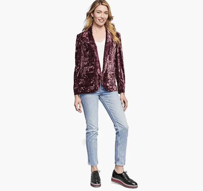 JohnstonandMurphy Shirts Sweaters and Blazers Crushed Velvet Blazer Dark Rose 8211 Women JohnstonandMurphy Shirts Sweaters and Blazers Crushed Velvet Blazer Dark Rose 8211 Women