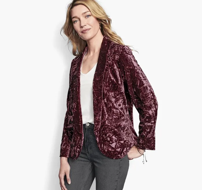 JohnstonandMurphy Shirts Sweaters and Blazers Crushed Velvet Blazer Dark Rose 8211 Women JohnstonandMurphy Shirts Sweaters and Blazers Crushed Velvet Blazer Dark Rose 8211 Women