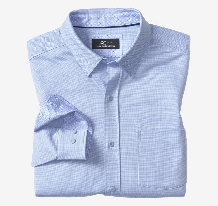 JohnstonandMurphy Shirts Xc Flex Stretch LongSleeve Shirt Blue Birdseye 8211 Men JohnstonandMurphy Shirts Xc Flex Stretch LongSleeve Shirt Blue Birdseye 8211 Men