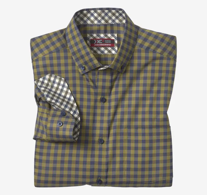JohnstonandMurphy Shirts Xc4 Sport LongSleeve Shirt Olive 8211 Men