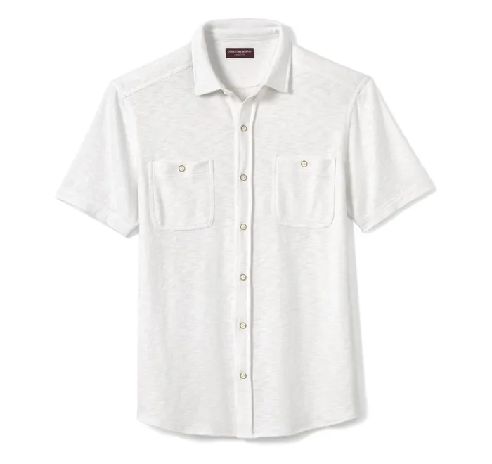 JohnstonandMurphy ShortSleeve Shirts Double Pocket Knit Shirt White 8211 Men