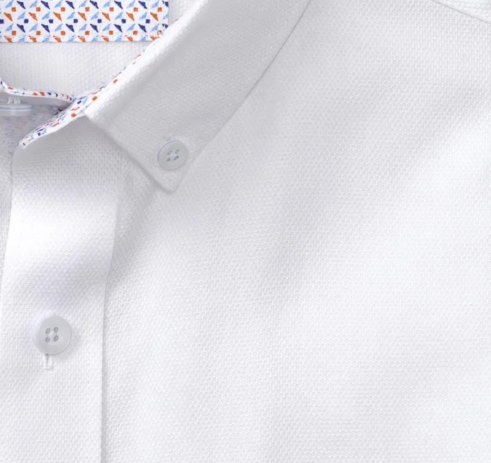 JohnstonandMurphy ShortSleeve Shirts Textured Cotton ShortSleeve Shirt White Solid 8211 Men