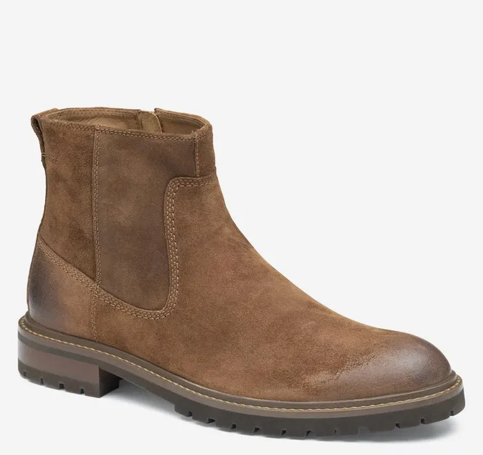 JohnstonandMurphy SlipOns and Loafers Barrett Zip Boot Brown Waxed Suede 8211 Men JohnstonandMurphy SlipOns and Loafers Barrett Zip Boot Brown Waxed Suede 8211 Men
