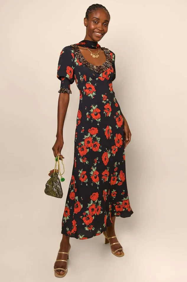 Juliette Poppy Leopard Mix Women RIXO Dresses