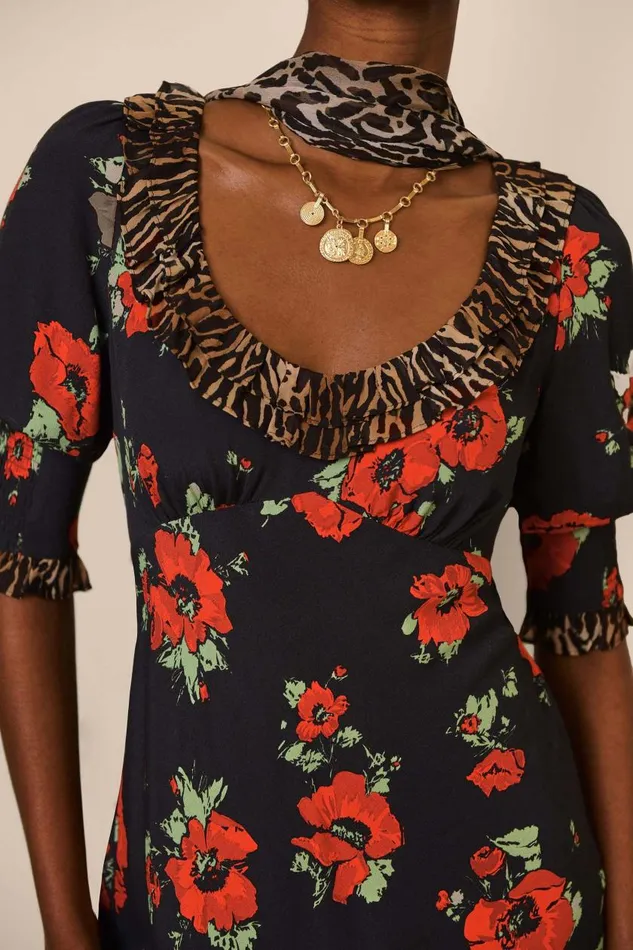 Juliette Poppy Leopard Mix Women RIXO Dresses