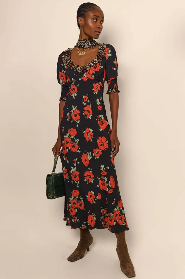 Juliette Poppy Leopard Mix Women RIXO Dresses