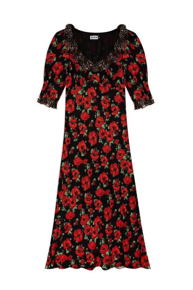 Juliette Poppy Leopard Mix Women RIXO Dresses