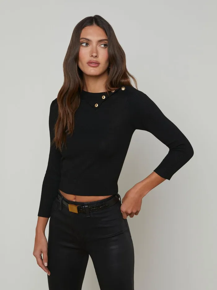 Kamdyn Cropped Turtleneck Blackgold Women L039Agence Knitwear
