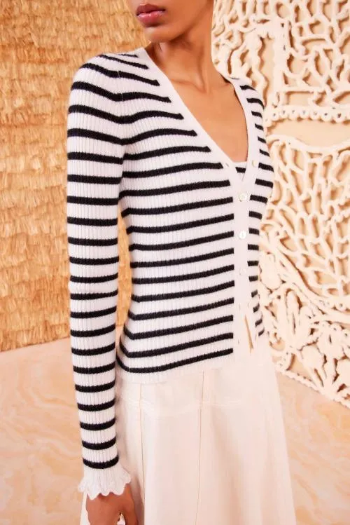 Knits Women Ulla Johnson Aeris Cardigan Noir Stripe Knits Women Ulla Johnson Aeris Cardigan Noir Stripe
