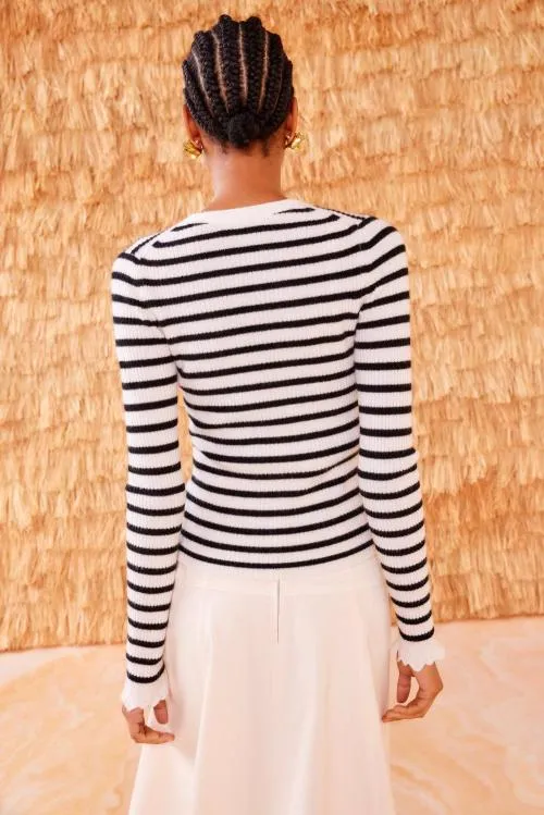 Knits Women Ulla Johnson Aeris Cardigan Noir Stripe Knits Women Ulla Johnson Aeris Cardigan Noir Stripe