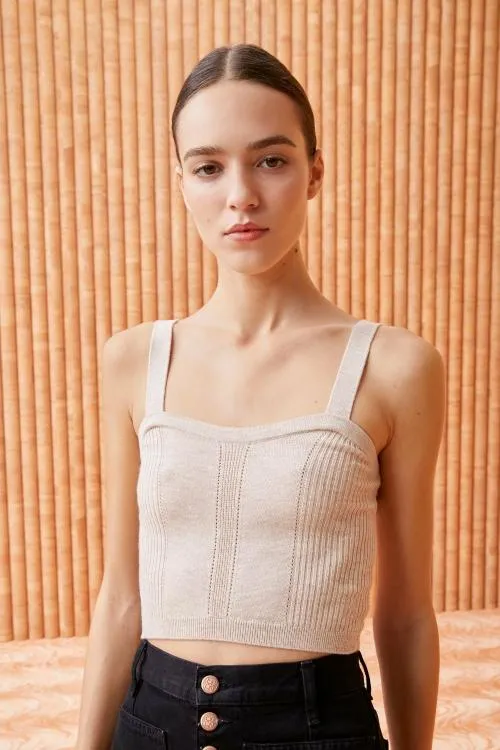 Knits Women Ulla Johnson Giselle Top Oatmeal Knits Women Ulla Johnson Giselle Top Oatmeal