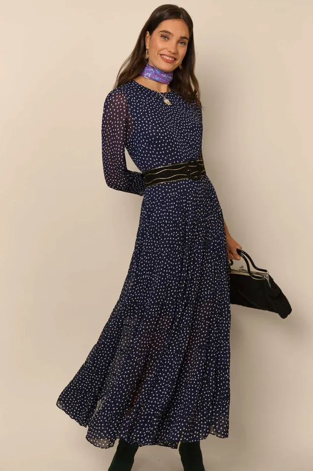 Kristen Polka Dot Navy Women RIXO Dresses Kristen Polka Dot Navy Women RIXO Dresses
