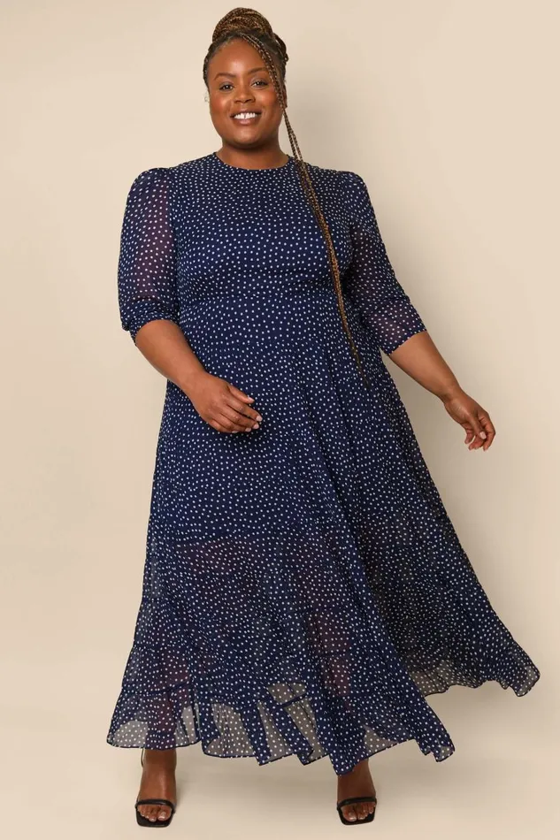 Kristen Polka Dot Navy Women RIXO Dresses Kristen Polka Dot Navy Women RIXO Dresses