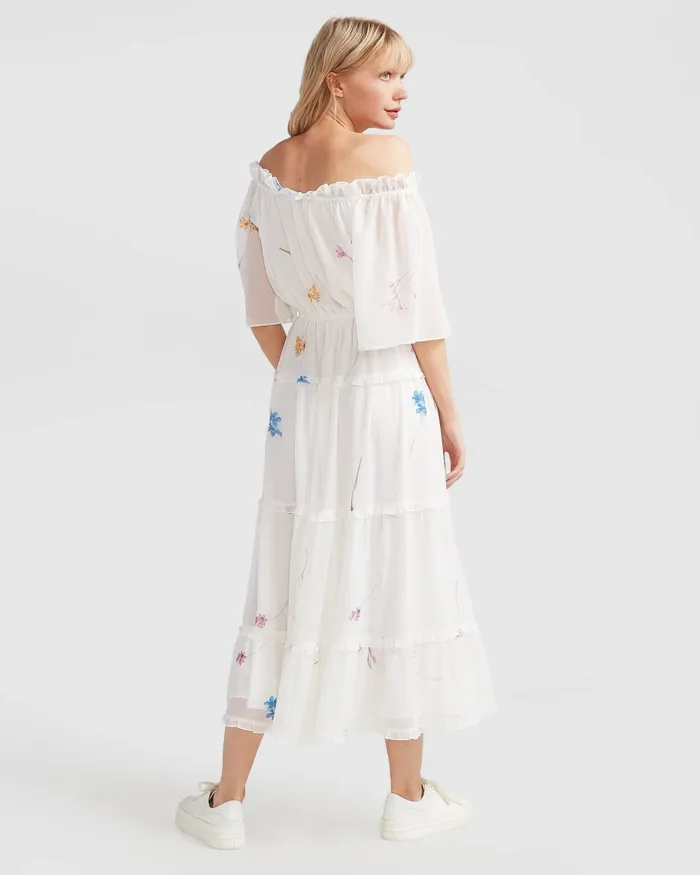 La Femme Tiered Maxi Dress 8211 White Dresses Belle and Bloom Women