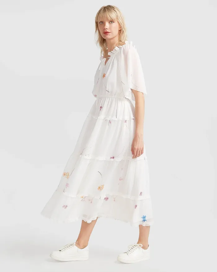 La Femme Tiered Maxi Dress 8211 White Dresses Belle and Bloom Women