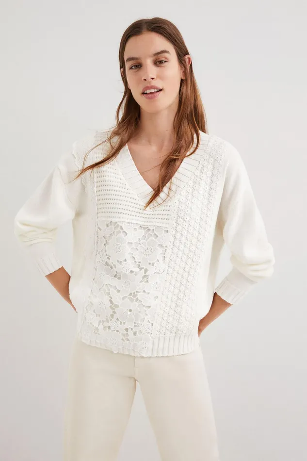 Lace Patchwork Jumper Women Desigual Sweaters
