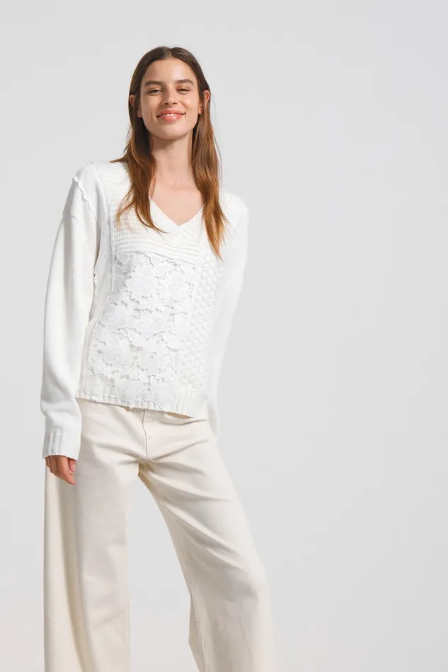 Lace Patchwork Jumper Women Desigual Sweaters