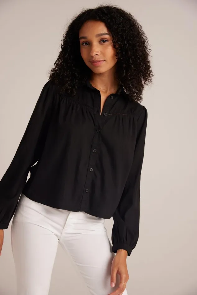 Ladder Trim Long Sleeve Shirt 8211 Black Women Bella Dahl Long Sleeve