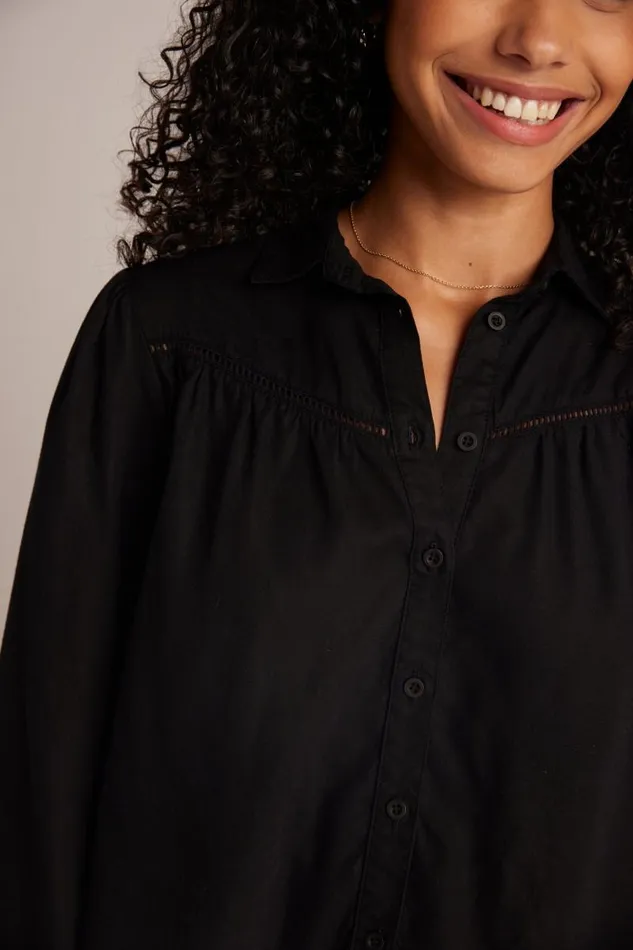 Ladder Trim Long Sleeve Shirt 8211 Black Women Bella Dahl Long Sleeve