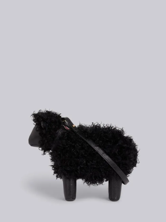 Lambskin And Pebbled Calf Small Leather Shoulder Strap Sheep Bag Black Women Thom Browne Crossbody Bags Lambskin And Pebbled Calf Small Leather Shoulder Strap Sheep Bag Black Women Thom Browne Crossbody Bags