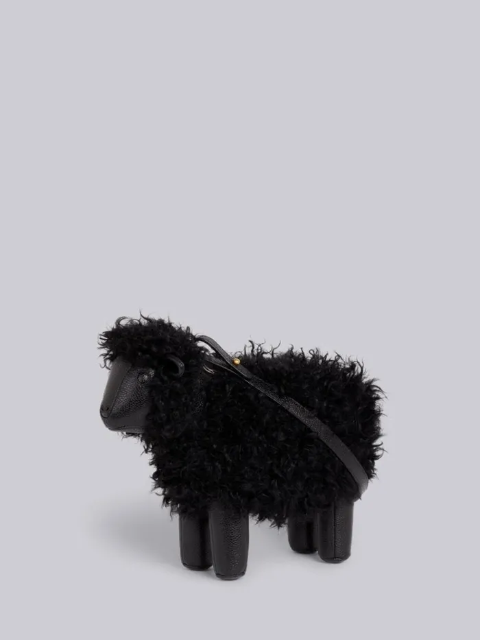 Lambskin And Pebbled Calf Small Leather Shoulder Strap Sheep Bag Black Women Thom Browne Crossbody Bags