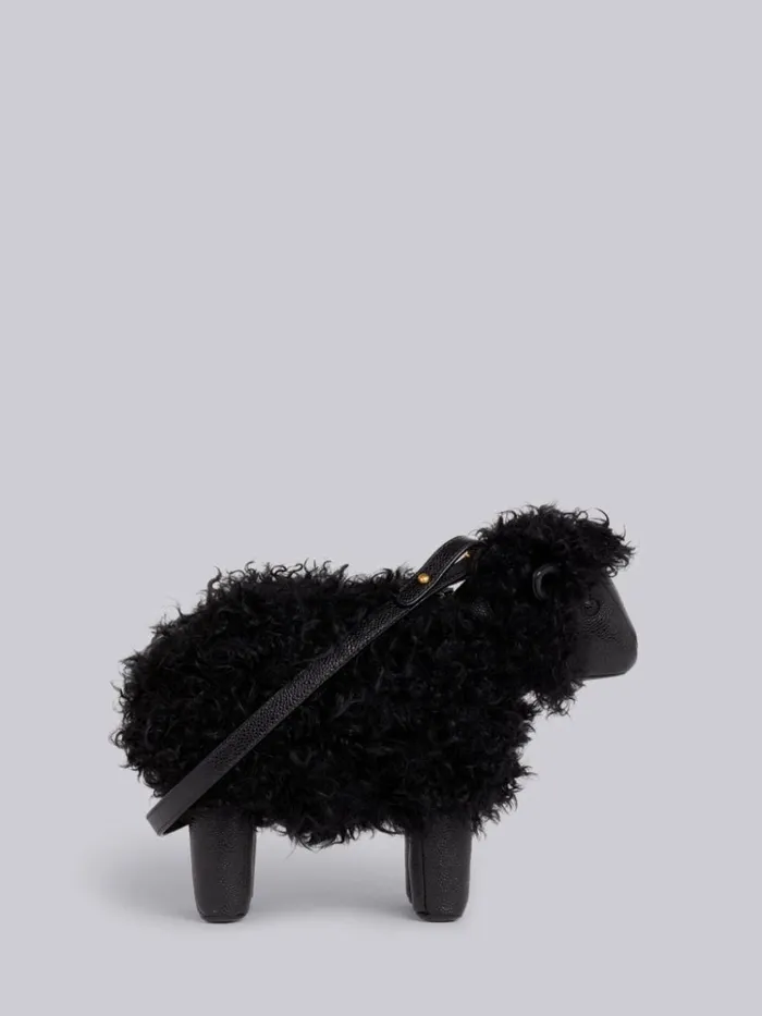 Lambskin And Pebbled Calf Small Leather Shoulder Strap Sheep Bag Black Women Thom Browne Crossbody Bags