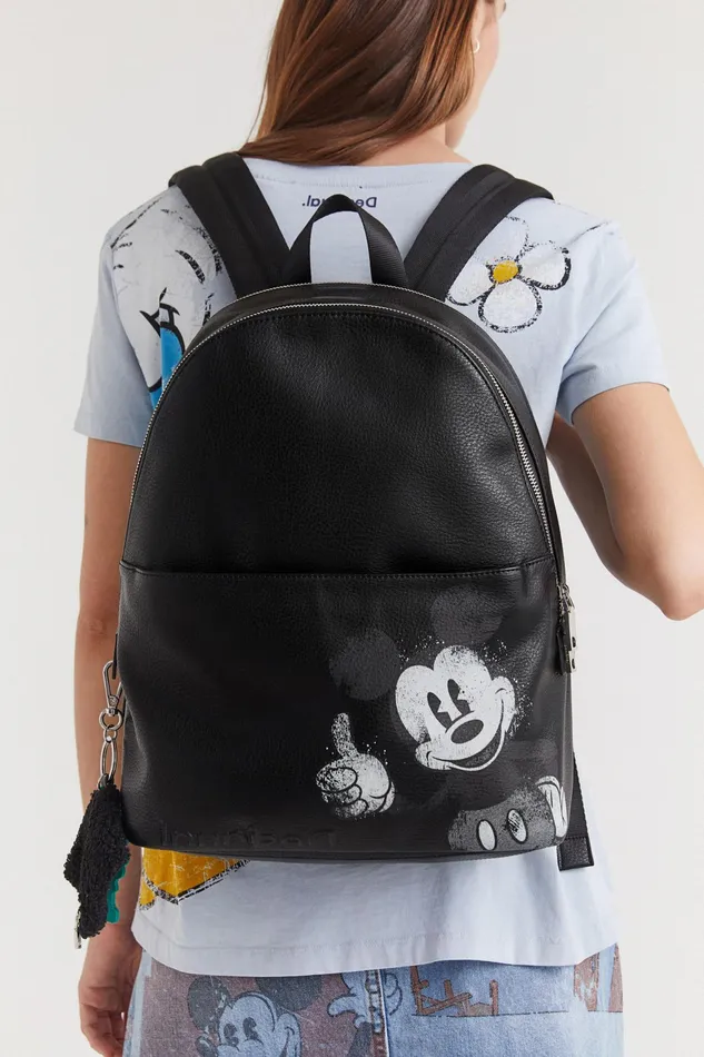 Leather Effect Backpack Illustration 8211 Mickey Mouse Women Desigual Backpacks