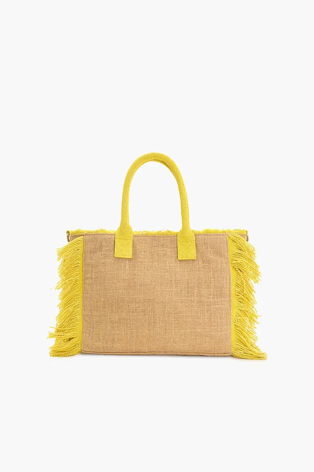 Lemon Crush Fringe Top Handle Bag Lemon Crush Fringe Top Handle Bag