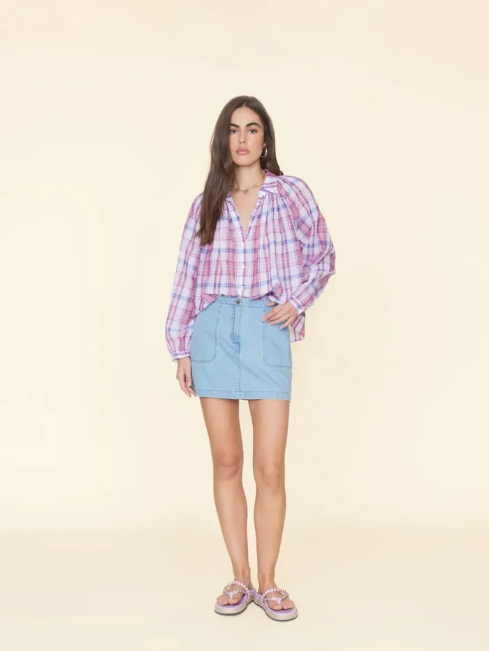 Light Blue Skylar Denim Skirt Women Skirts XRENA