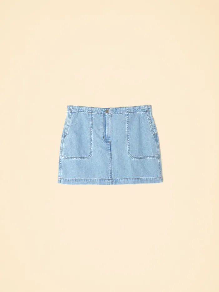 Light Blue Skylar Denim Skirt Women Skirts XRENA Light Blue Skylar Denim Skirt Women Skirts XRENA