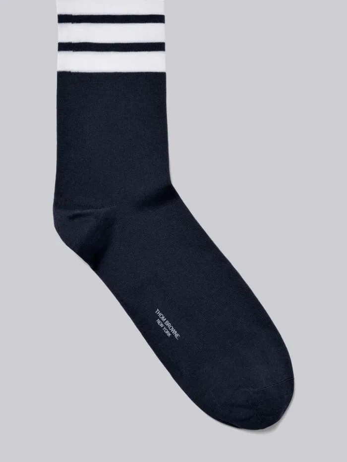 Lightweight Cotton 4bar Midcalf Socks Navy WomenMen Thom Browne Socks Lightweight Cotton 4bar Midcalf Socks Navy WomenMen Thom Browne Socks