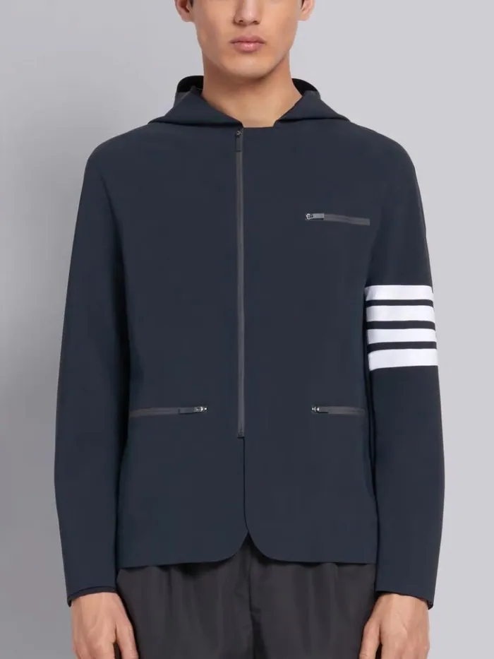 Lightweight Tech Hooded 4bar Jacket Charcoal Men Thom Browne Sweats