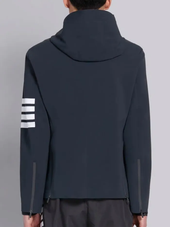 Lightweight Tech Hooded 4bar Jacket Charcoal Men Thom Browne Sweats Lightweight Tech Hooded 4bar Jacket Charcoal Men Thom Browne Sweats