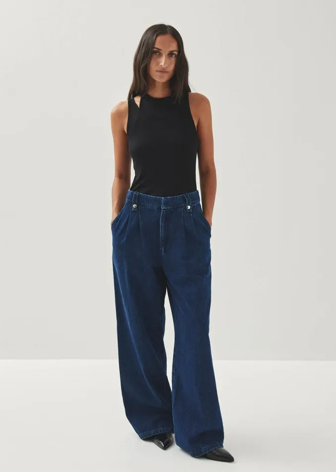 Liliana Blue Denim Trousers Women ALOHAS Pants