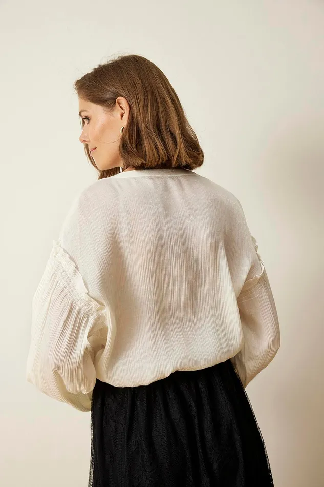 LILLA BLOUSE 15939 020 Off White 020 Women IN FRONT BLOUSES SHIRTS