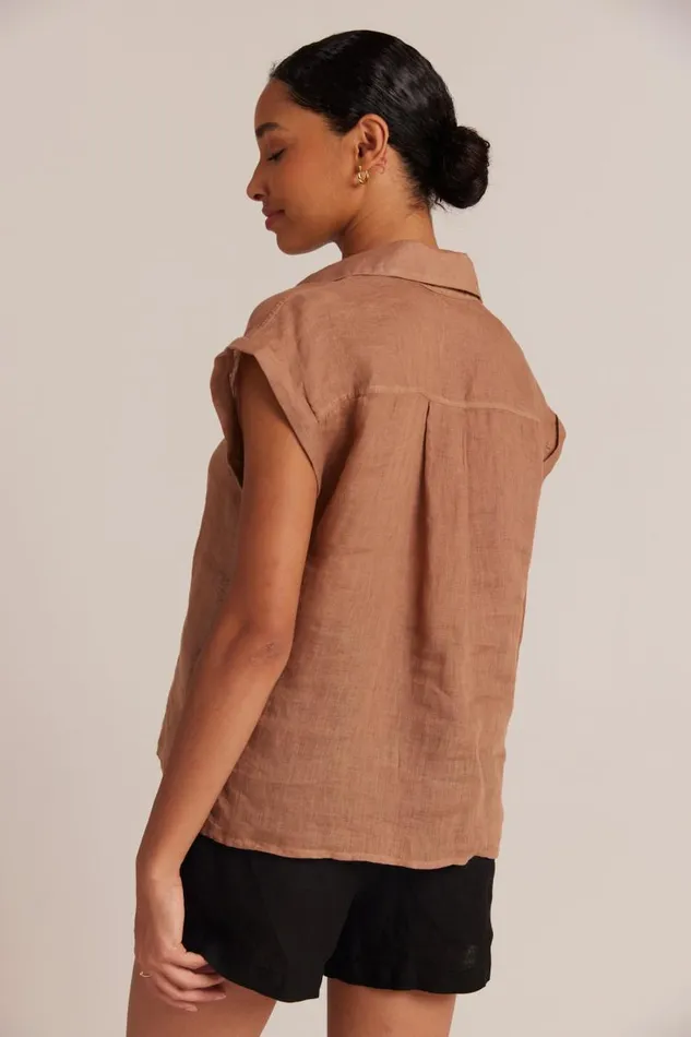 Linen Short Sleeve Pullover 8211 Desert Brown Women Bella Dahl Short Sleeve
