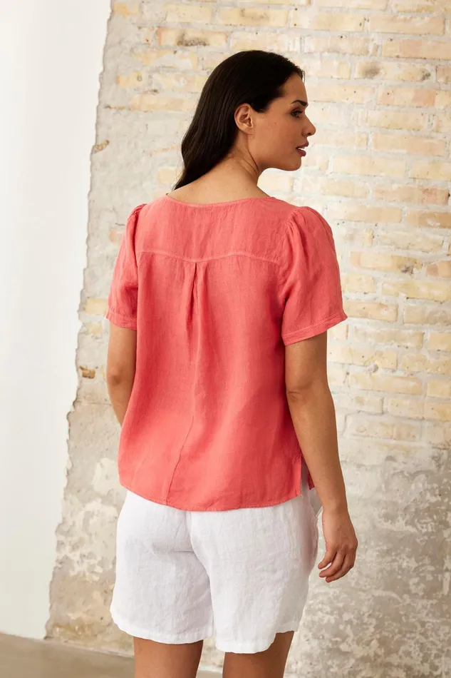 LINO BLOUSE 16234 420 Coral 420 Women IN FRONT LINEN COLLECTION