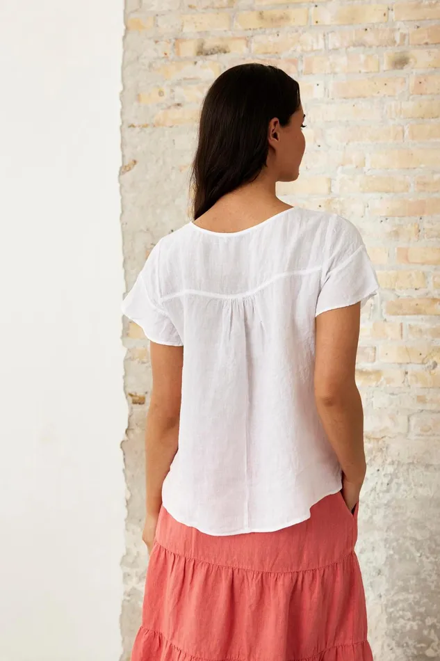 LINO BLOUSE 16235 010 White 010 Women IN FRONT LINEN COLLECTION