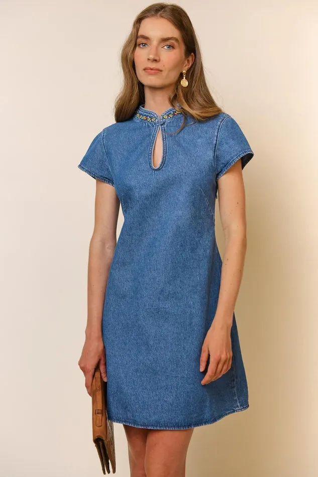 Lolita Denim Embroidery Women RIXO Dresses Lolita Denim Embroidery Women RIXO Dresses