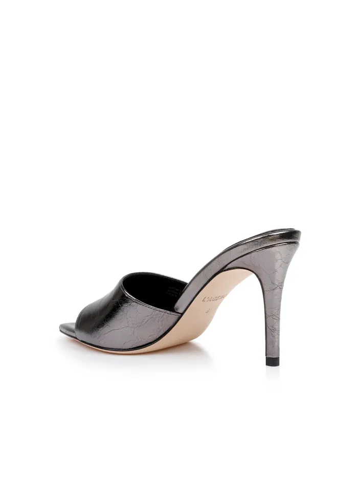 Lolita Leather OpenToe Mule Gunmetal Leather Women L039Agence Heels