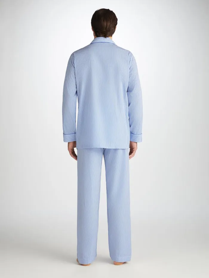Long Pajamas Men Derek Rose Classic Fit Pajamas James Cotton Blue