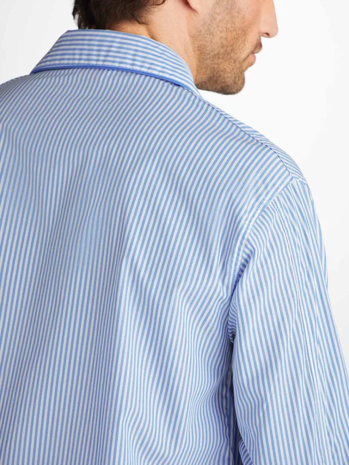 Long Pajamas Men Derek Rose Classic Fit Pajamas James Cotton Blue