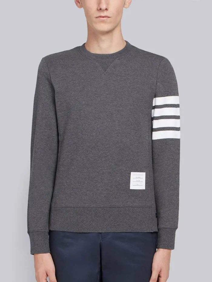 Loopback Jersey Knit 4bar Crew Neck Sweatshirt Dark Grey Men Thom Browne Sweats Loopback Jersey Knit 4bar Crew Neck Sweatshirt Dark Grey Men Thom Browne Sweats