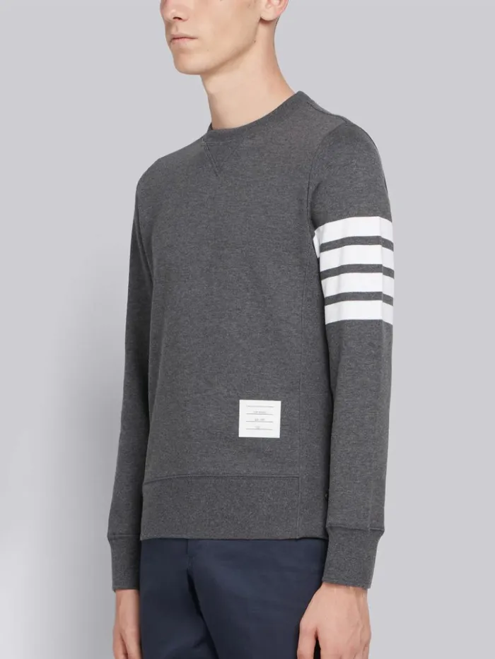 Loopback Jersey Knit 4bar Crew Neck Sweatshirt Dark Grey Men Thom Browne Sweats
