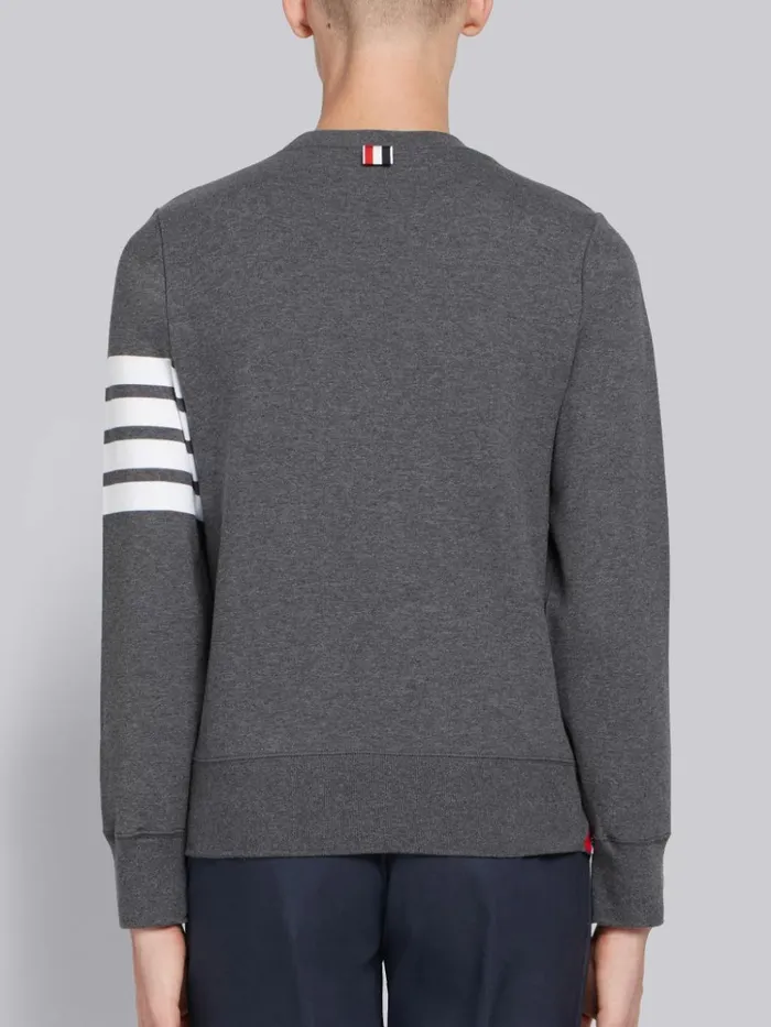Loopback Jersey Knit 4bar Crew Neck Sweatshirt Dark Grey Men Thom Browne Sweats