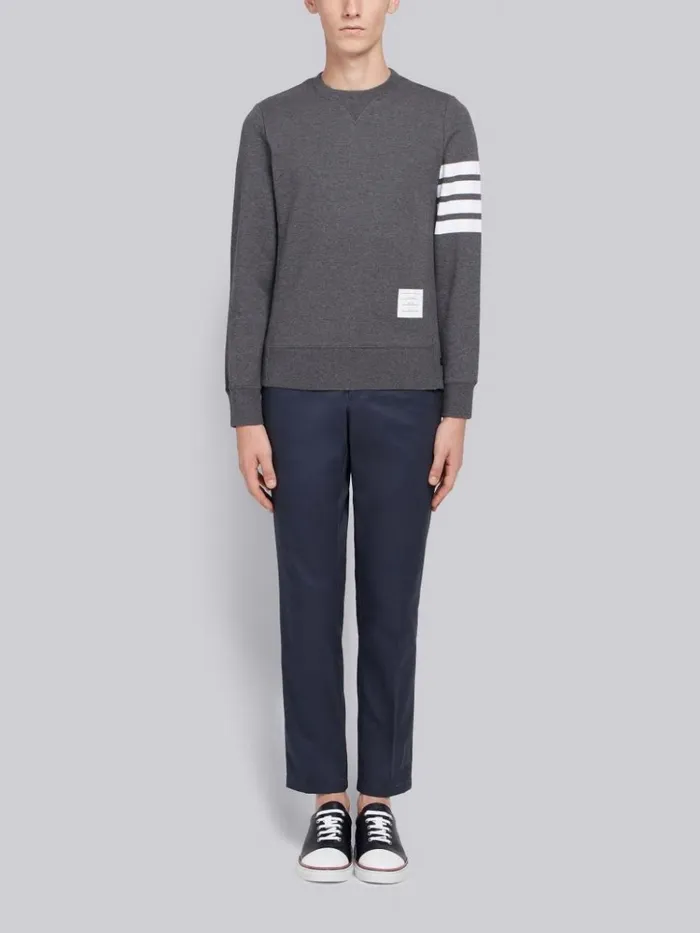 Loopback Jersey Knit 4bar Crew Neck Sweatshirt Dark Grey Men Thom Browne Sweats
