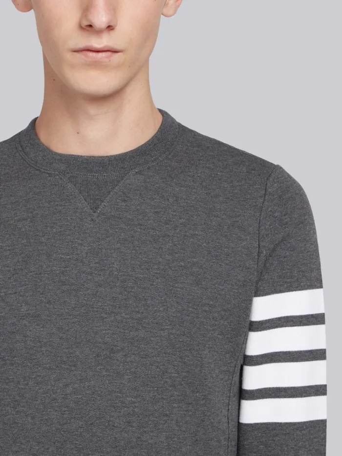 Loopback Jersey Knit 4bar Crew Neck Sweatshirt Dark Grey Men Thom Browne Sweats